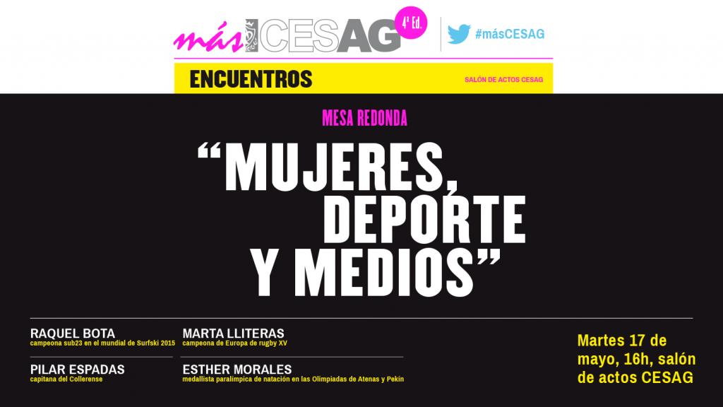 Cartel de la mesa redonda sobre 'Mujeres, deporte y medios' en el CESAG